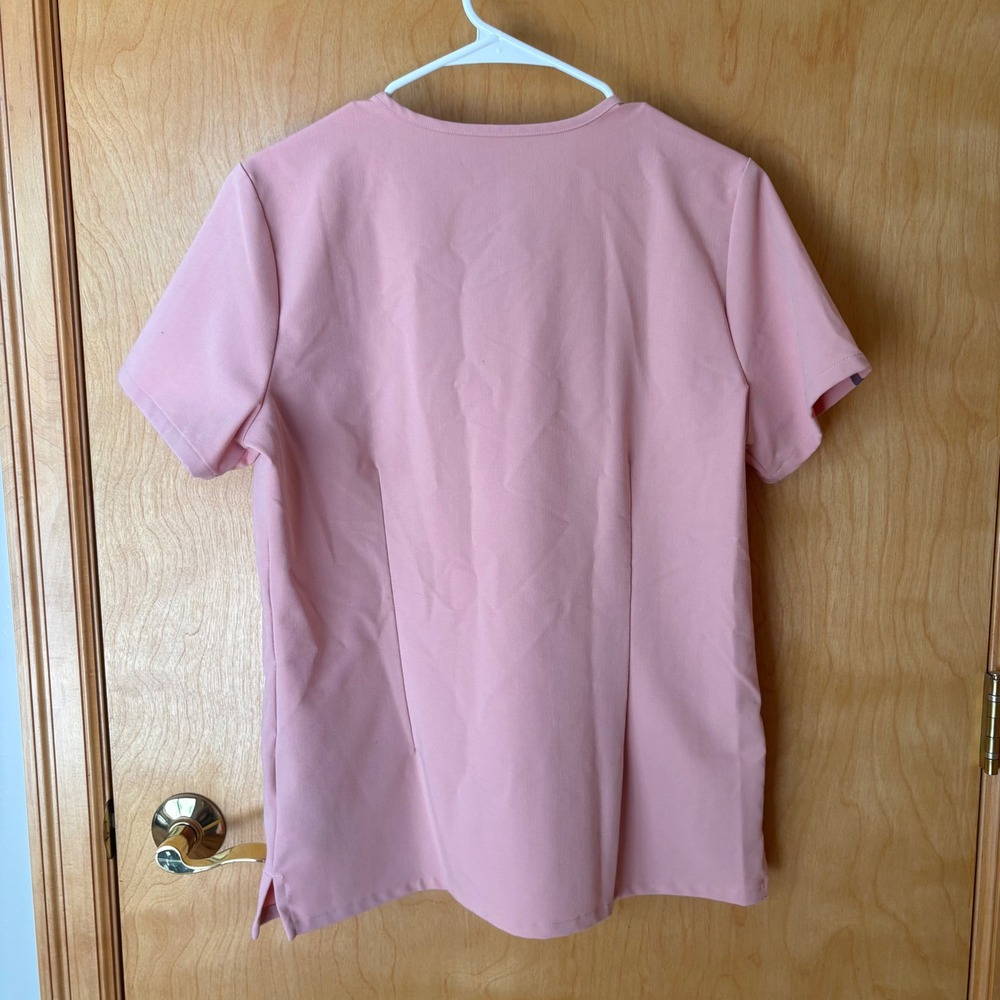 FIGS Casma Scrub Top Women Medium Pink V-Neck Short Sleeve 1000213 - Picture 6 of 7